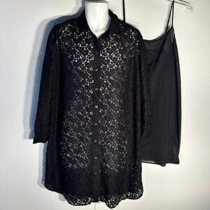 GAP SZ XL Black Lace Dress Feminine Boho Whimsigoth Dark Romance Dressy